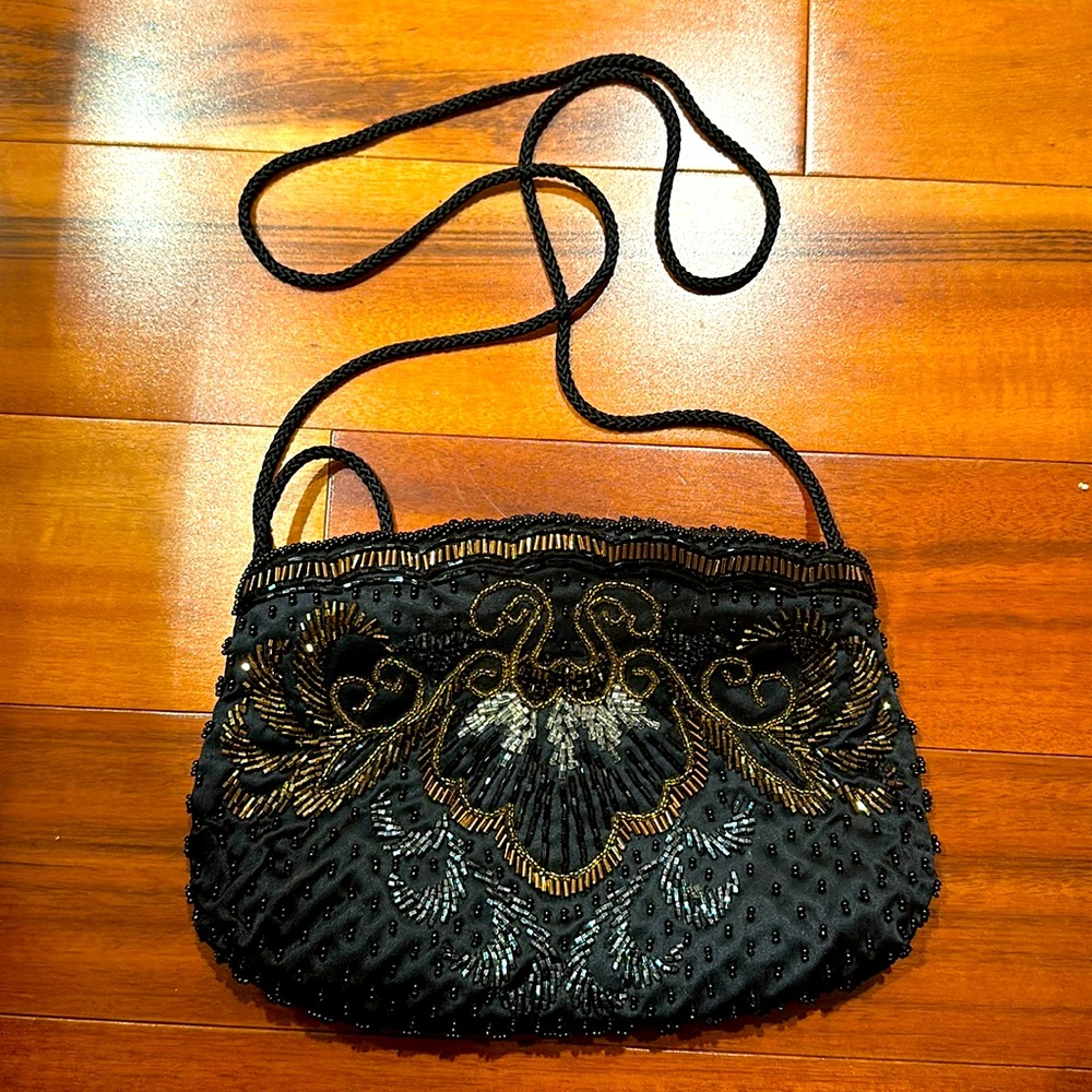 5/$25!! Beaded Purse Carolyn Burton - Black and Gold